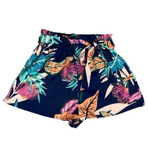 High Waist Tropical Print Shorts